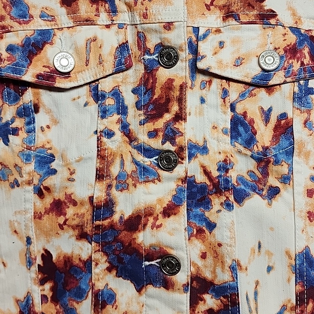 Skinnygirl Jeans Sz S Colorful Tie-Dye Denim Jacket - Picture 2 of 10